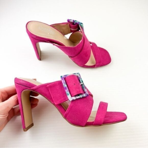 Charles David Sandal womens size 7 Pink Buckle Gleam Slide Sandal - Picture 10 of 15